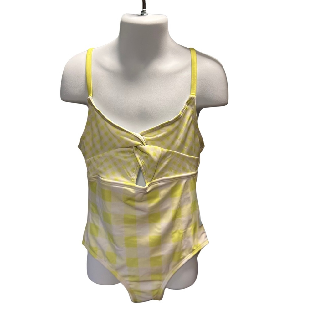 Cat And Jack Girl’s Green White Squared One Piece Swimsuit M 8